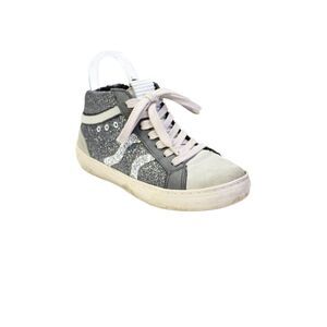 Piranha Womens Lace Up Side Zip Glitter High Top Sneakers Black Gray Suede 37